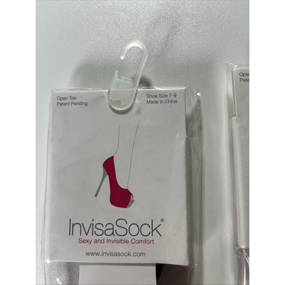 InvisaSock Black Peek-a-boo Toe No‎ Show Sock Size 7-9 Lot Of 3